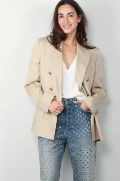 Golden Goose blazer - Double-Breasted Blazer Gabardine - Sand