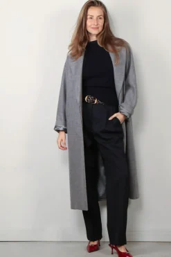 Golden Goose Broek - Tapered High Waisted Compact Wool Gabardine - Dark Blue
