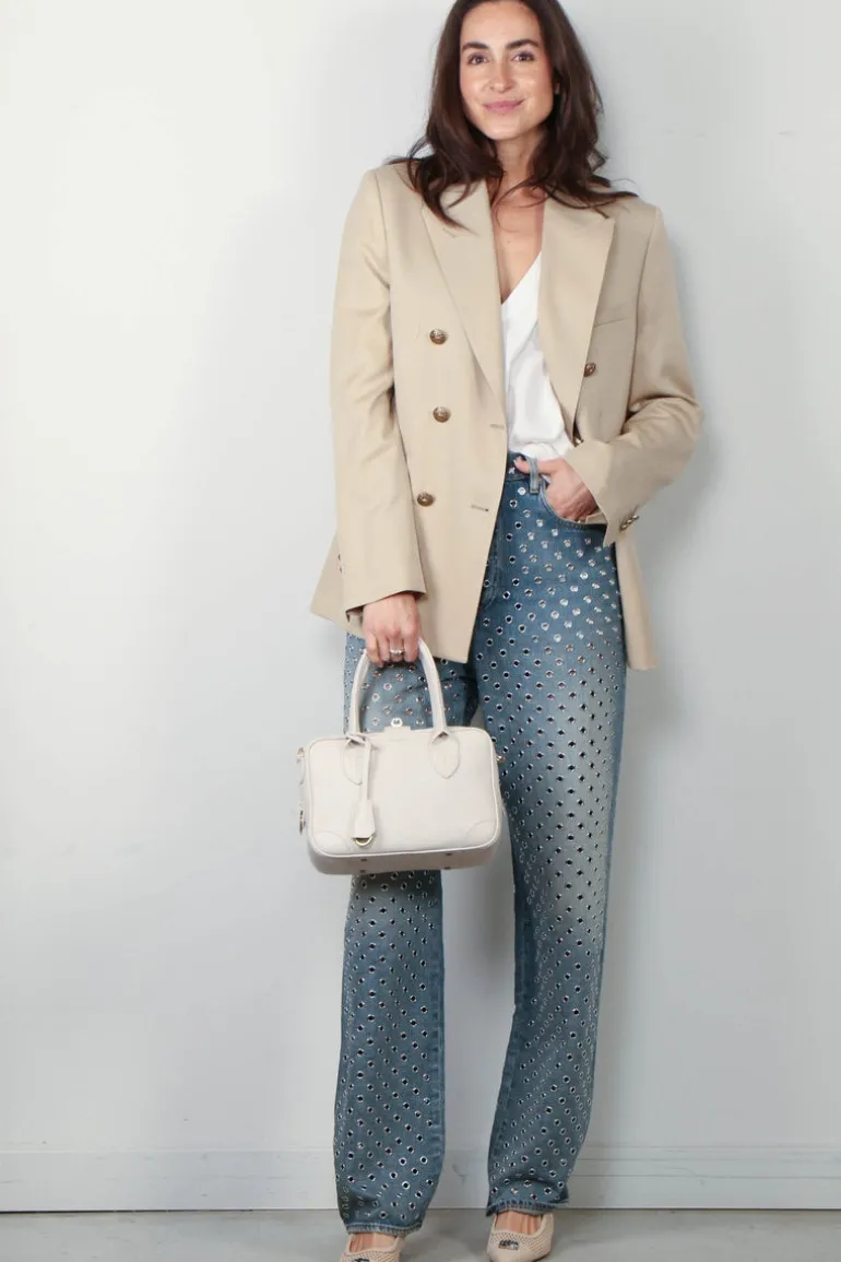 Golden Goose Jeans - Pant Kim Sand Wash All Over Eyelet - Blue