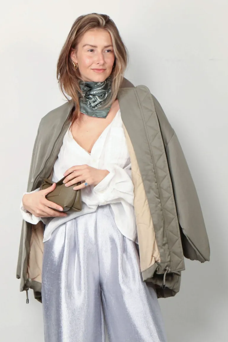 Golden Goose Foulard - Foulard Paisley Print Silk - Moss Green