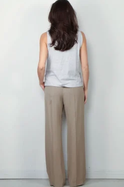 Golden Goose Top - Sleeveless Slim T-shirt - Grey Melange / Yellow