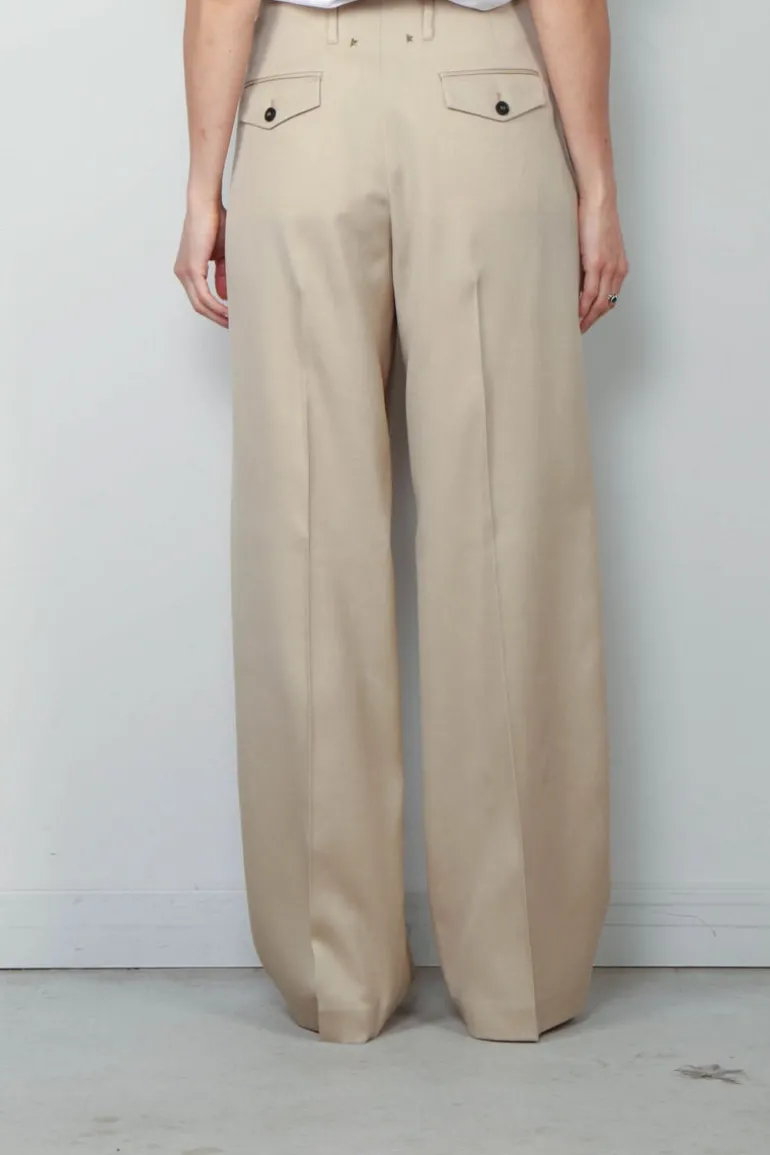Golden Goose Pantalon - Pant Wide Leg Gabardine - Sand