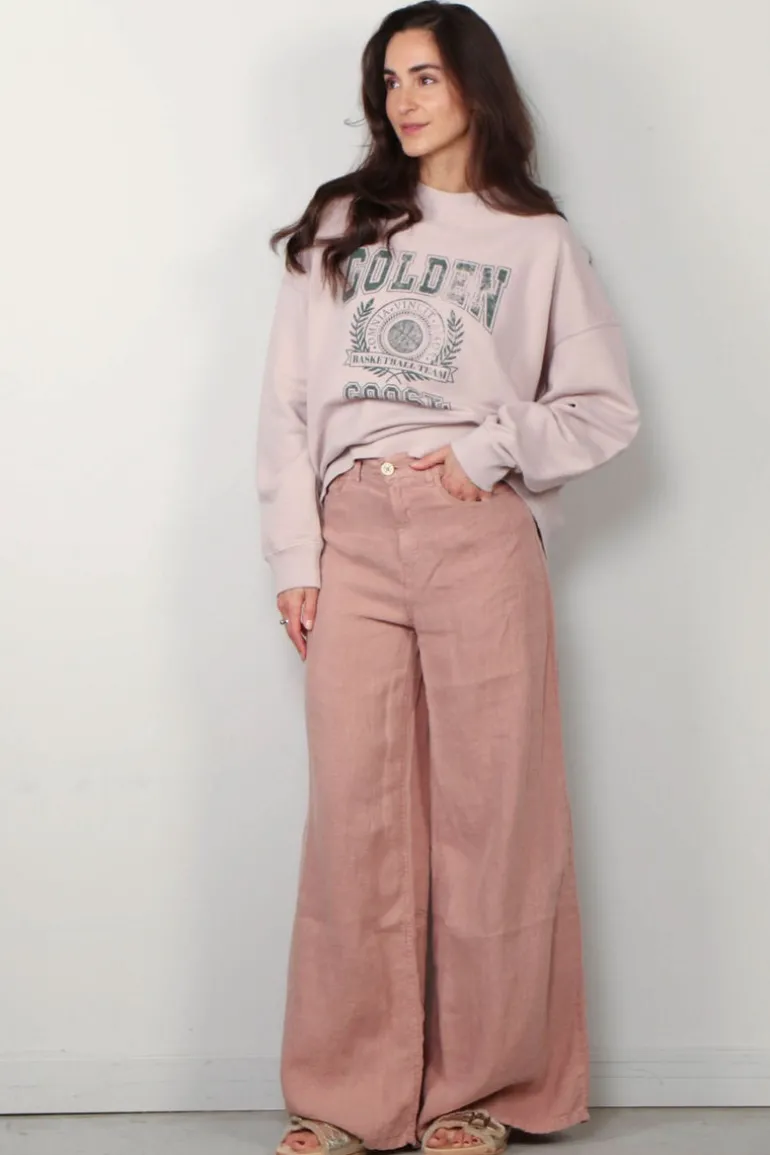 Golden Goose Sweater - Unisex Crew Neck Vintage College Print - Shadow Grey / Hunter Green