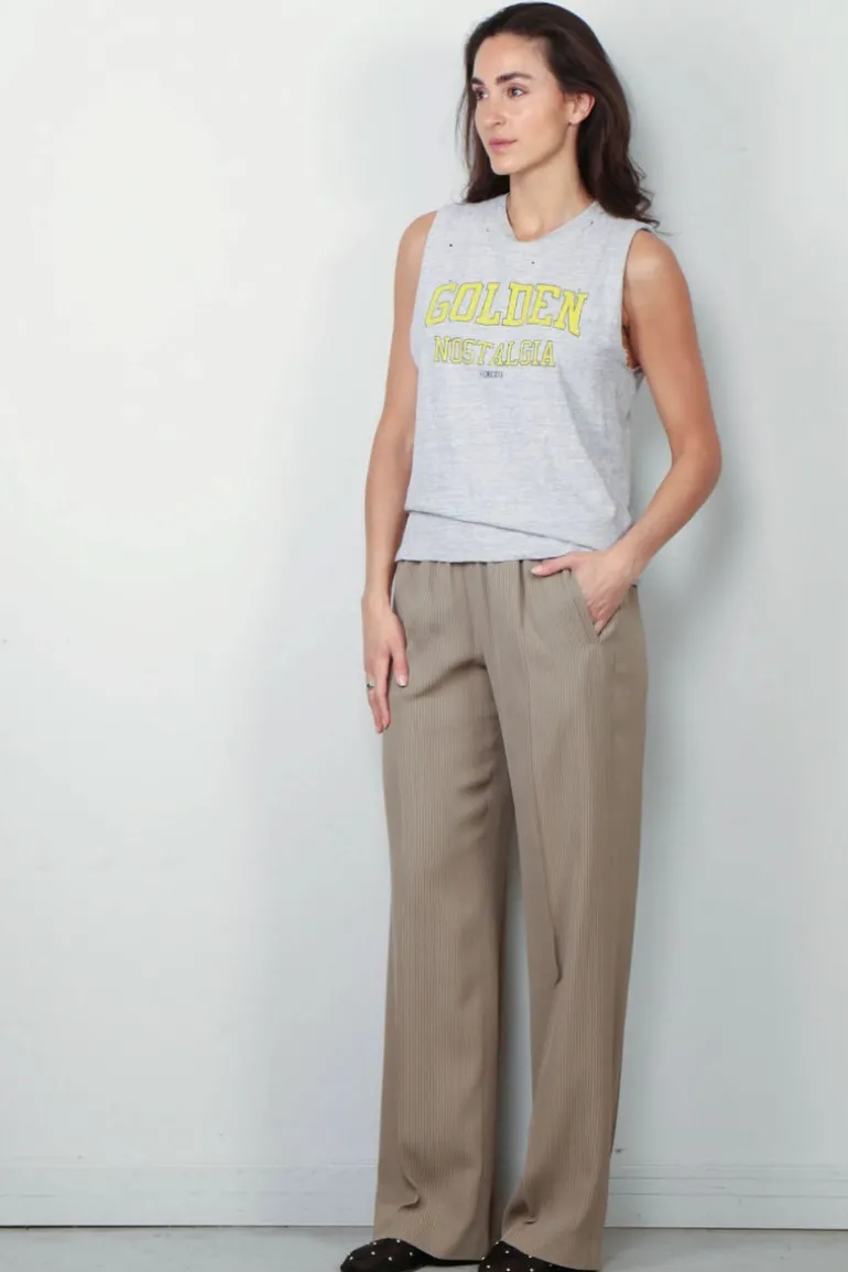 Golden Goose Top - Sleeveless Slim T-shirt - Grey Melange / Yellow