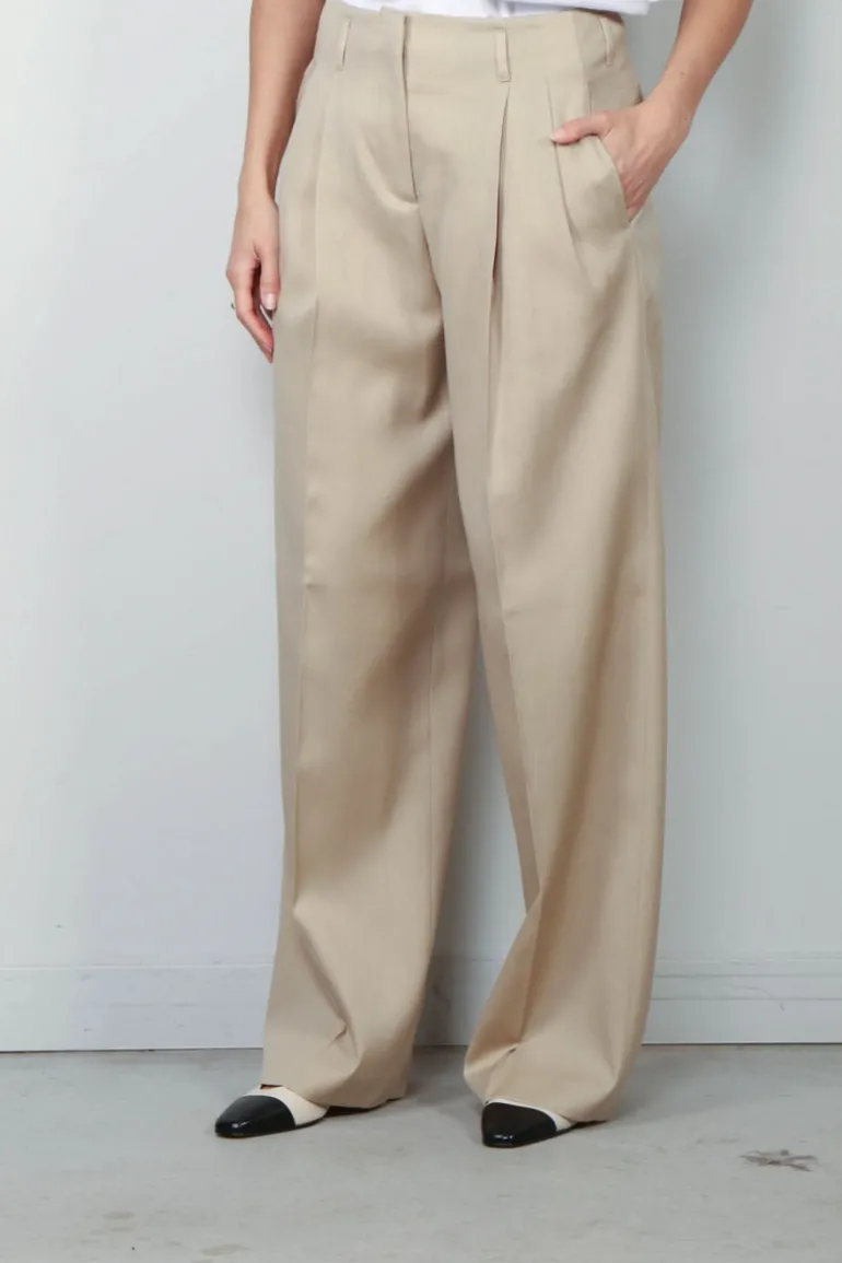 Golden Goose Pantalon - Pant Wide Leg Gabardine - Sand