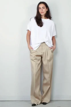 Golden Goose Pantalon - Pant Wide Leg Gabardine - Sand