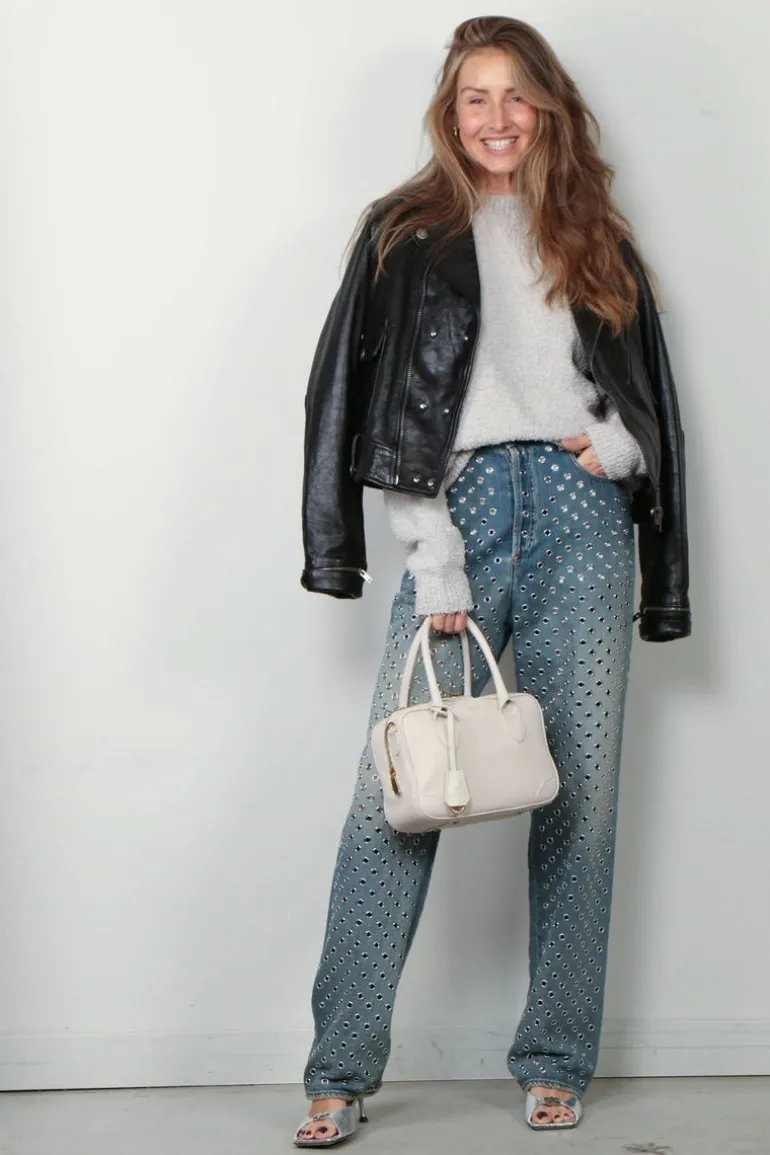 Golden Goose Jeans - Pant Kim Sand Wash All Over Eyelet - Blue