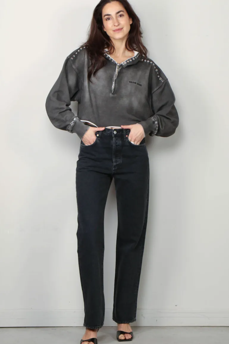 Golden Goose Hoodie - Zipped Hoodie Sprayed Effect - Dark Anthracite