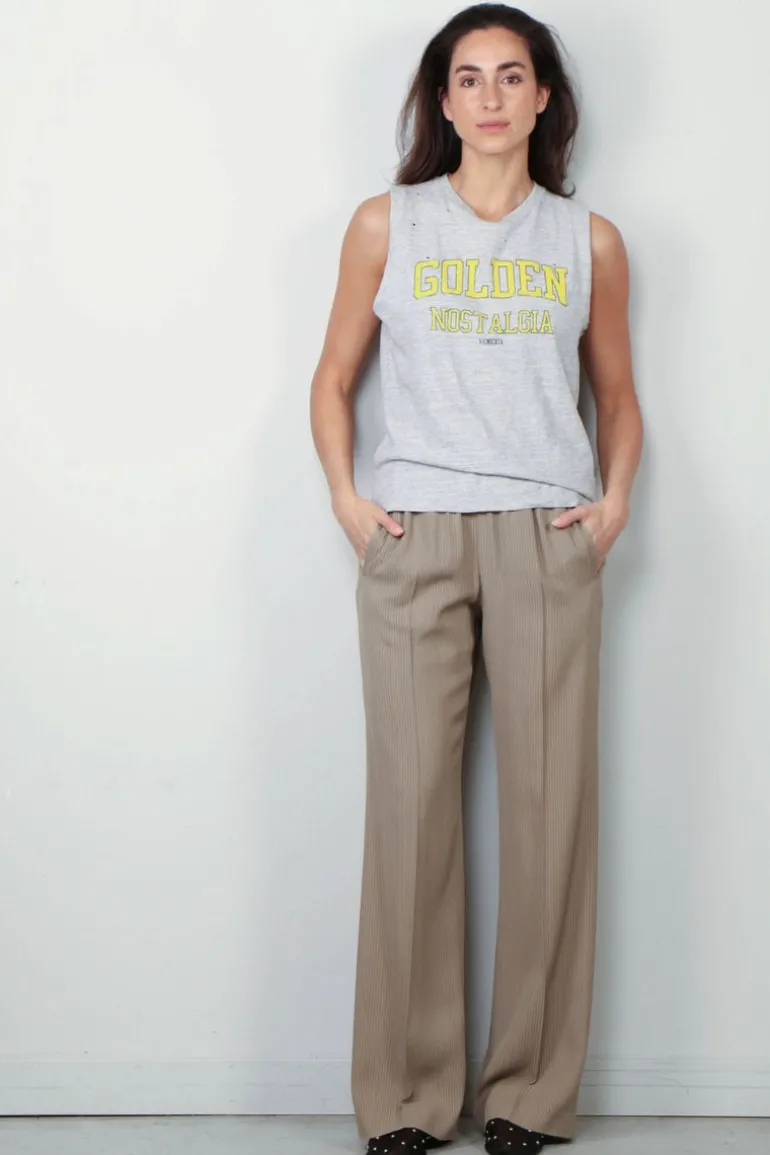 Golden Goose Top - Sleeveless Slim T-shirt - Grey Melange / Yellow