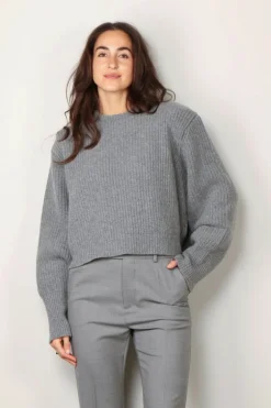 Halfboy Trui - Alice crew neck - Light grey melange
