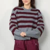 Halfboy Trui - Alice crew neck - Melange/bordeaux