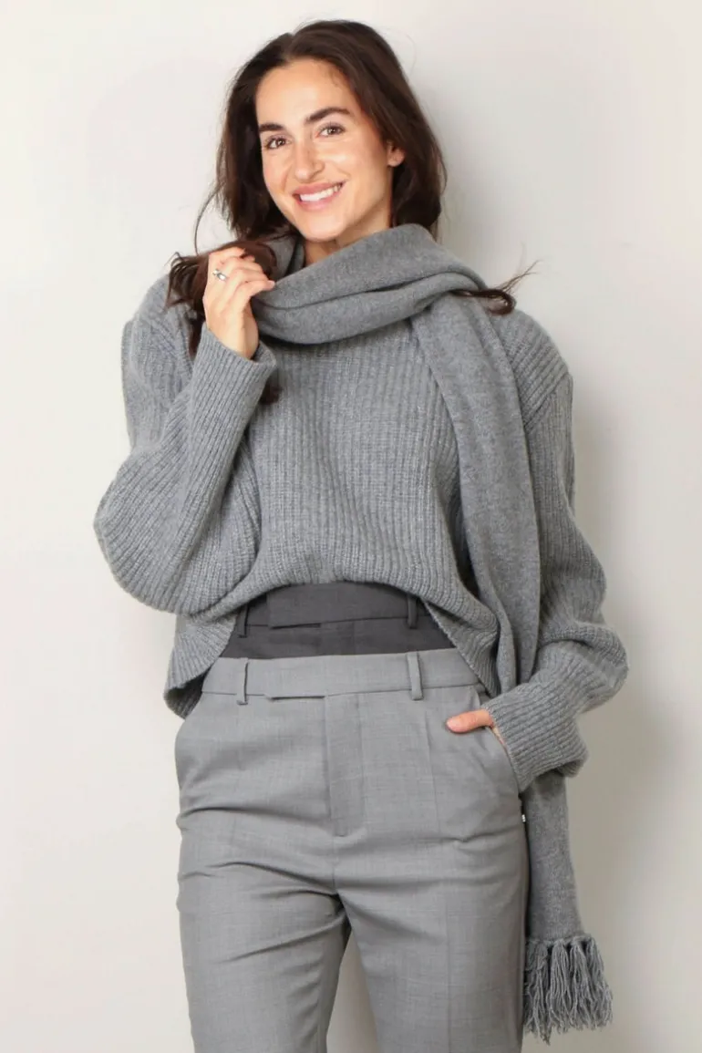 Halfboy Sjaal - Knit scarf - Light grey melange