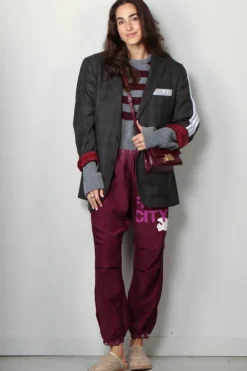 Halfboy Trui - Alice crew neck - Melange/bordeaux