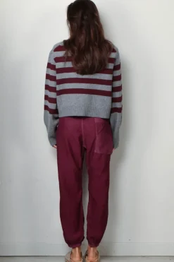 Halfboy Trui - Alice crew neck - Melange/bordeaux