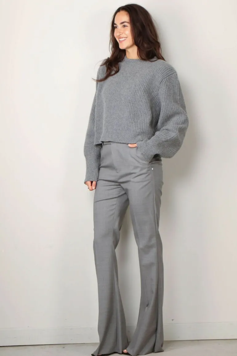 Halfboy Trui - Alice crew neck - Light grey melange