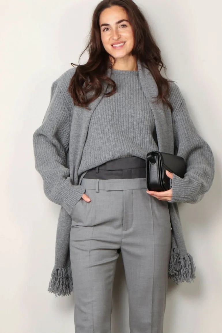 Halfboy Sjaal - Knit scarf - Light grey melange