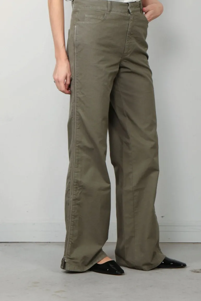 Halfboy Broek - Zipped Wide Pants - Tea Leaf