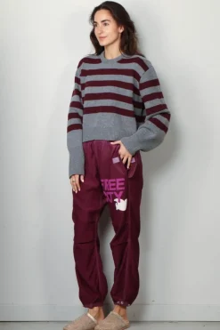 Halfboy Trui - Alice crew neck - Melange/bordeaux