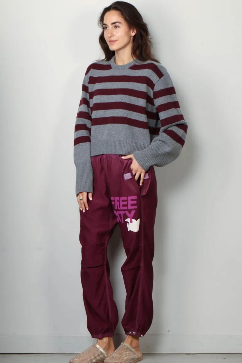 Halfboy Trui - Alice crew neck - Melange/bordeaux