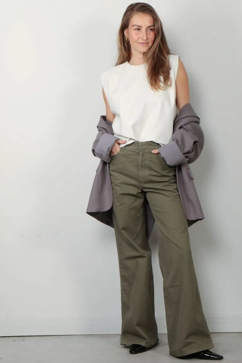 Halfboy Broek - Zipped Wide Pants - Tea Leaf