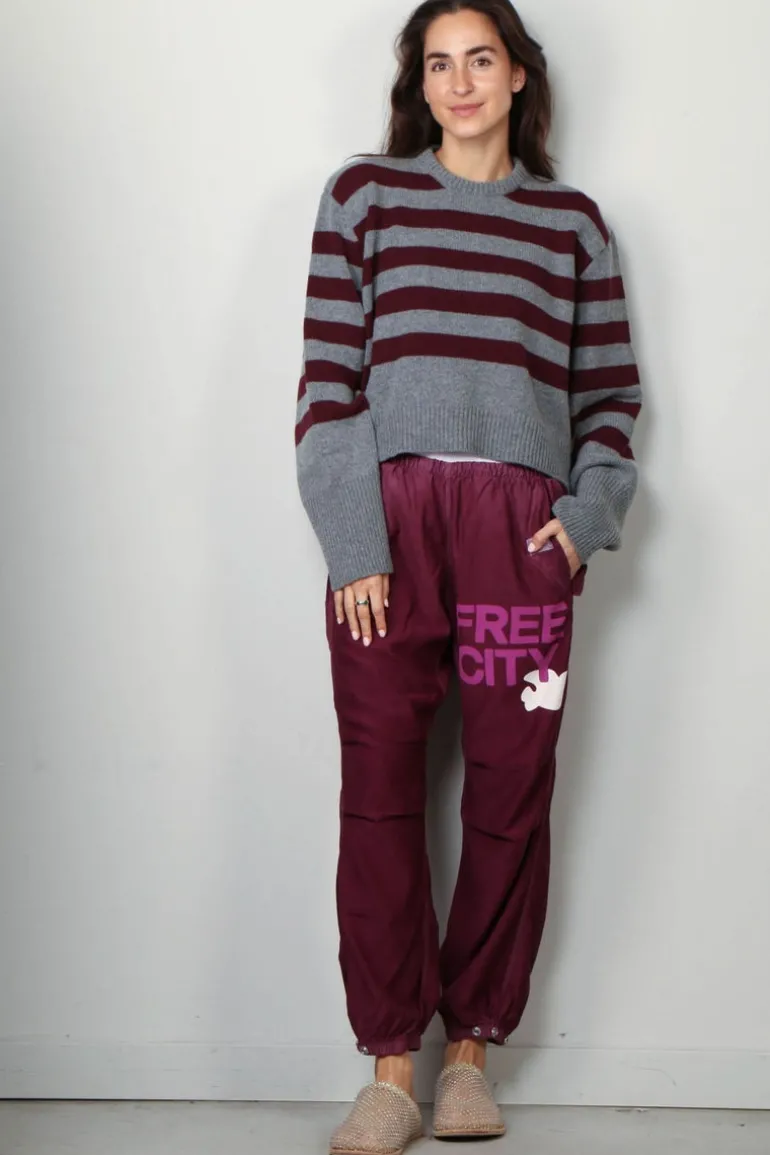 Halfboy Trui - Alice crew neck - Melange/bordeaux