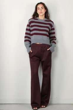 Halfboy Trui - Alice crew neck - Melange/bordeaux