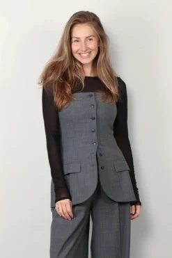 Herskind Top - Jacqui - Light Grey Pinstripe