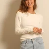 Joseph top - JF004762 Rd Nk Ls - Ivory