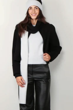 Joseph Sjaal - Scarf-Brushed Cashmere - Frost/Black