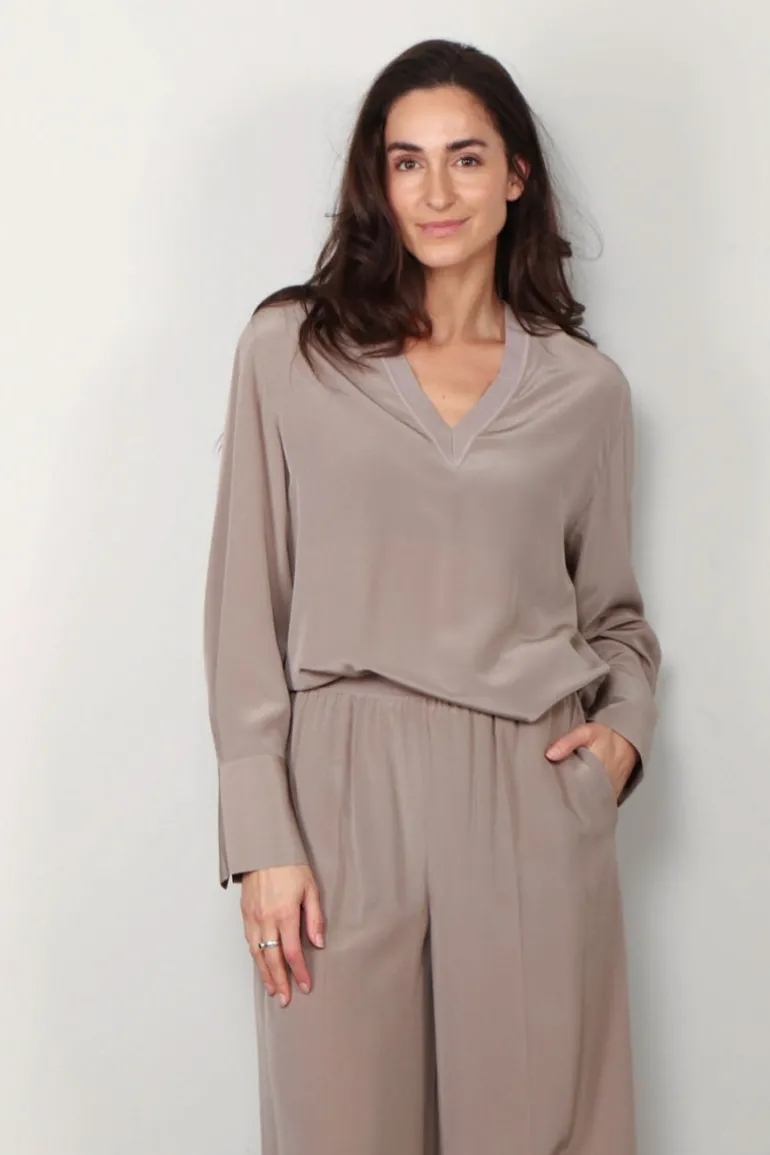 Joseph Blouse - Miller Crepe De Soie - Escargot