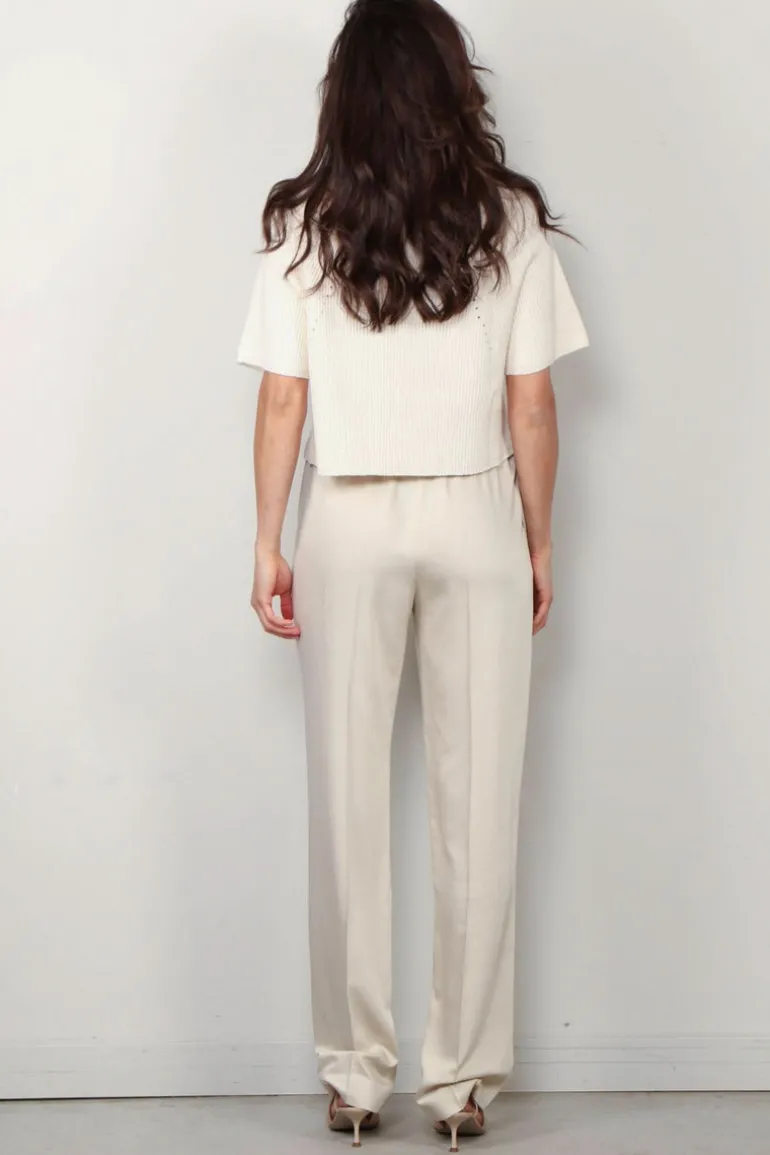 Joseph Top - Rd Nk Ss Linen Blend - Ivory