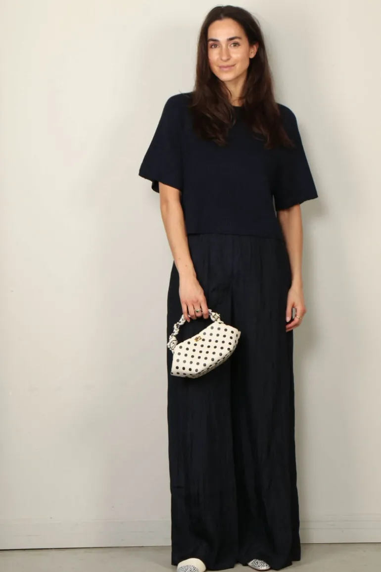 Joseph Top - Rd Nk Ss Linen Blend - Navy
