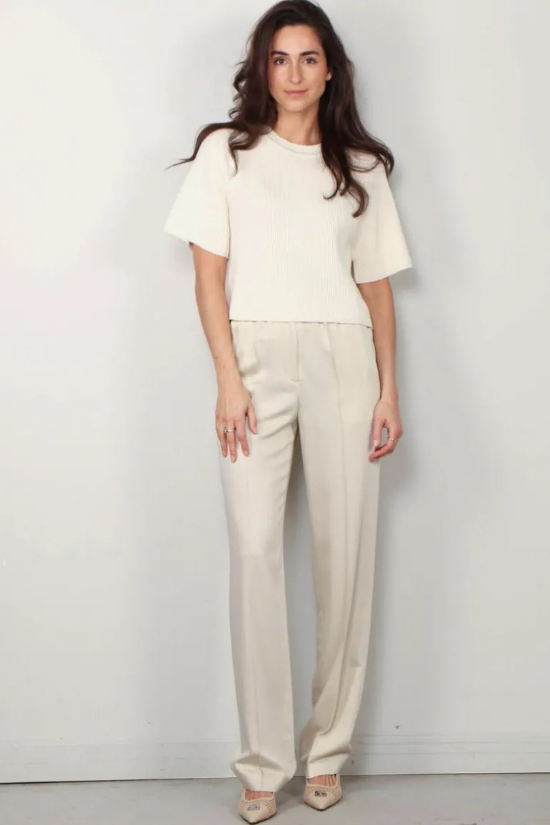 Joseph Top - Rd Nk Ss Linen Blend - Ivory