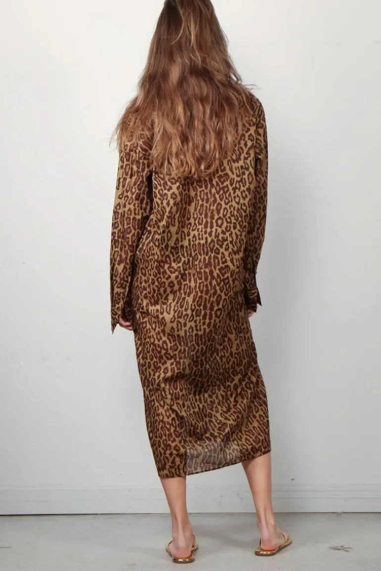 6397 Jurk - Collarless Shirtdress - Leopard