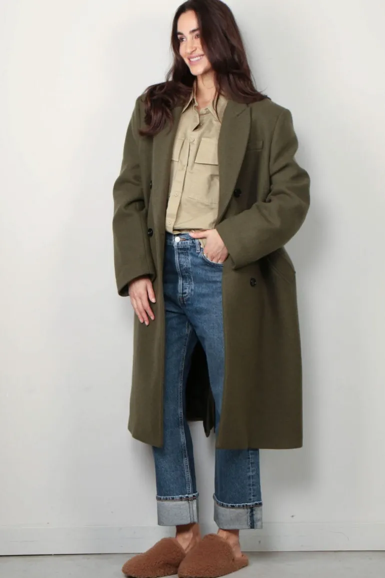 Kassl Editions Jas - Double breasted long wool - Mud