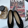 Le Monde Béryl Ballerina's - Regency Slipper Crystal Studded Suede - Black