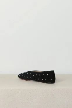 Le Monde Béryl Ballerina's - Regency Slipper Crystal Studded Suede - Black