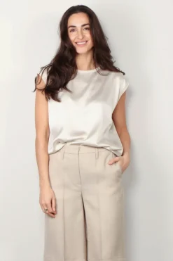 Lisa Yang Top - Round Neck Sleeveless Top - Champagne