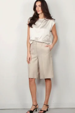 Lisa Yang Top - Round Neck Sleeveless Top - Champagne