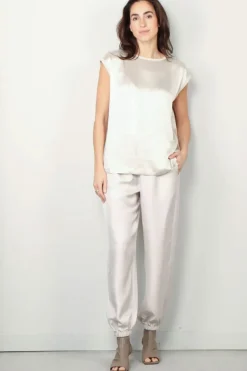 Lisa Yang Top - Round Neck Sleeveless Top - Champagne