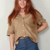 Maria McManus Blouse - Short Sleeve Oversized Shirt - Walnut
