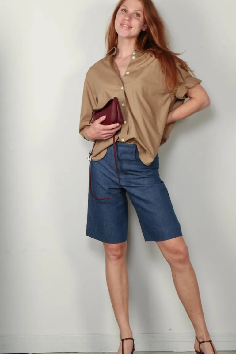 Maria McManus Blouse - Short Sleeve Oversized Shirt - Walnut