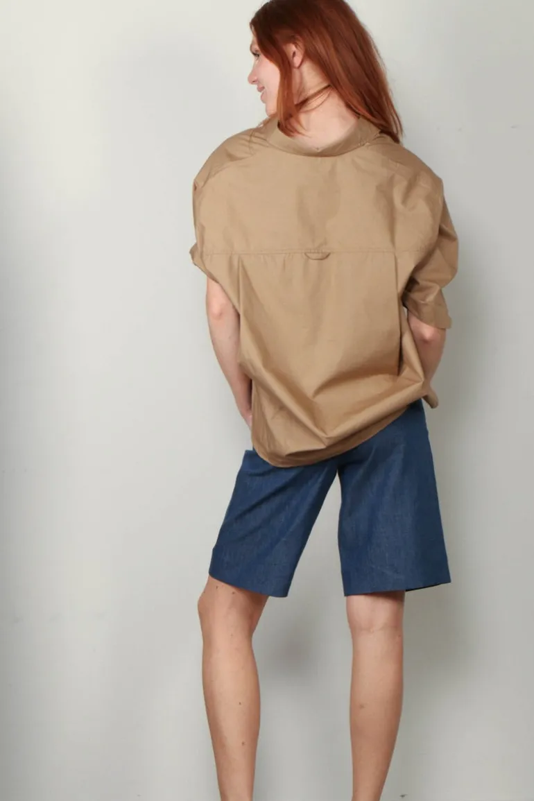 Maria McManus Blouse - Short Sleeve Oversized Shirt - Walnut