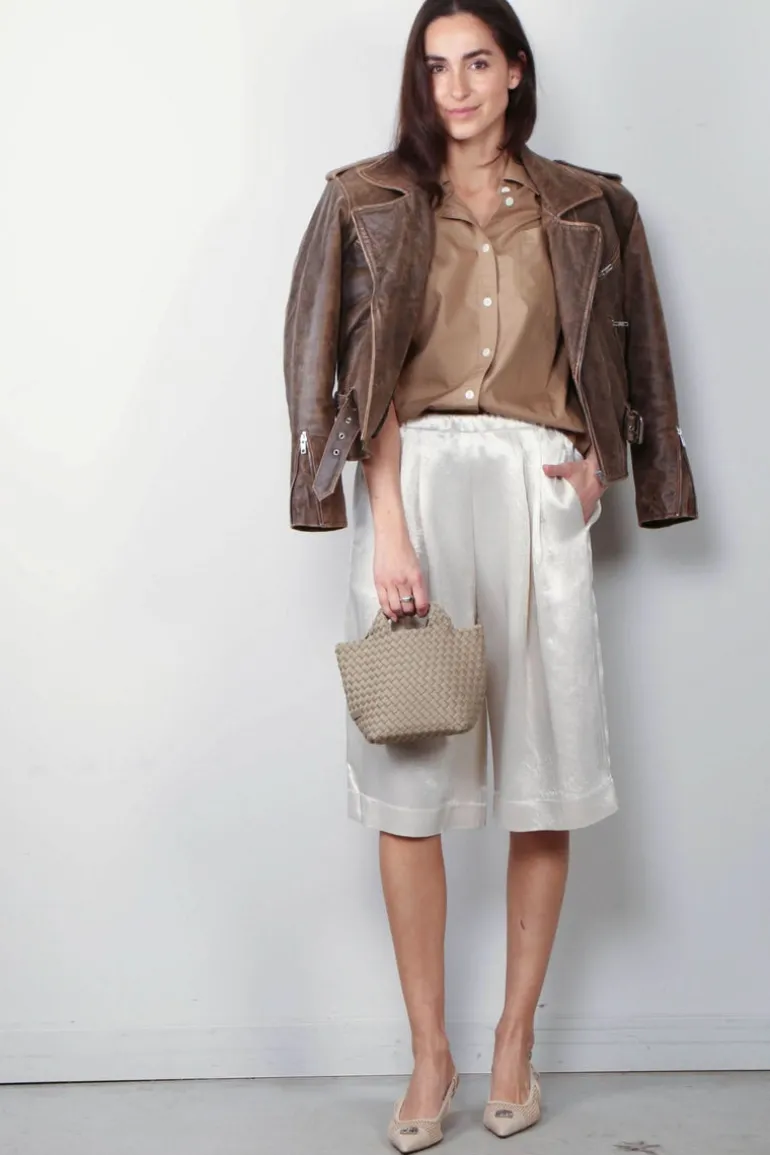 Maria McManus Blouse - Short Sleeve Oversized Shirt - Walnut