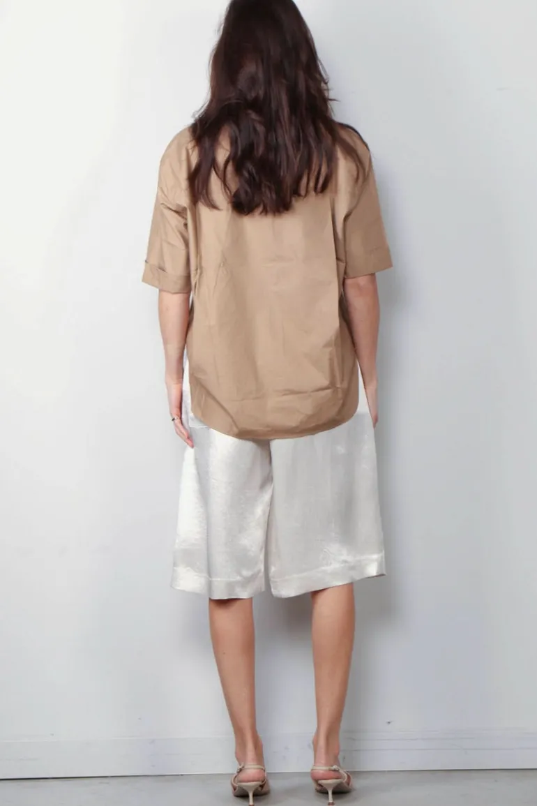 Maria McManus Blouse - Short Sleeve Oversized Shirt - Walnut