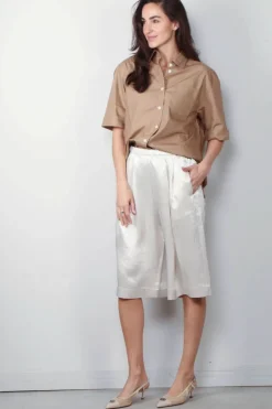 Maria McManus Blouse - Short Sleeve Oversized Shirt - Walnut