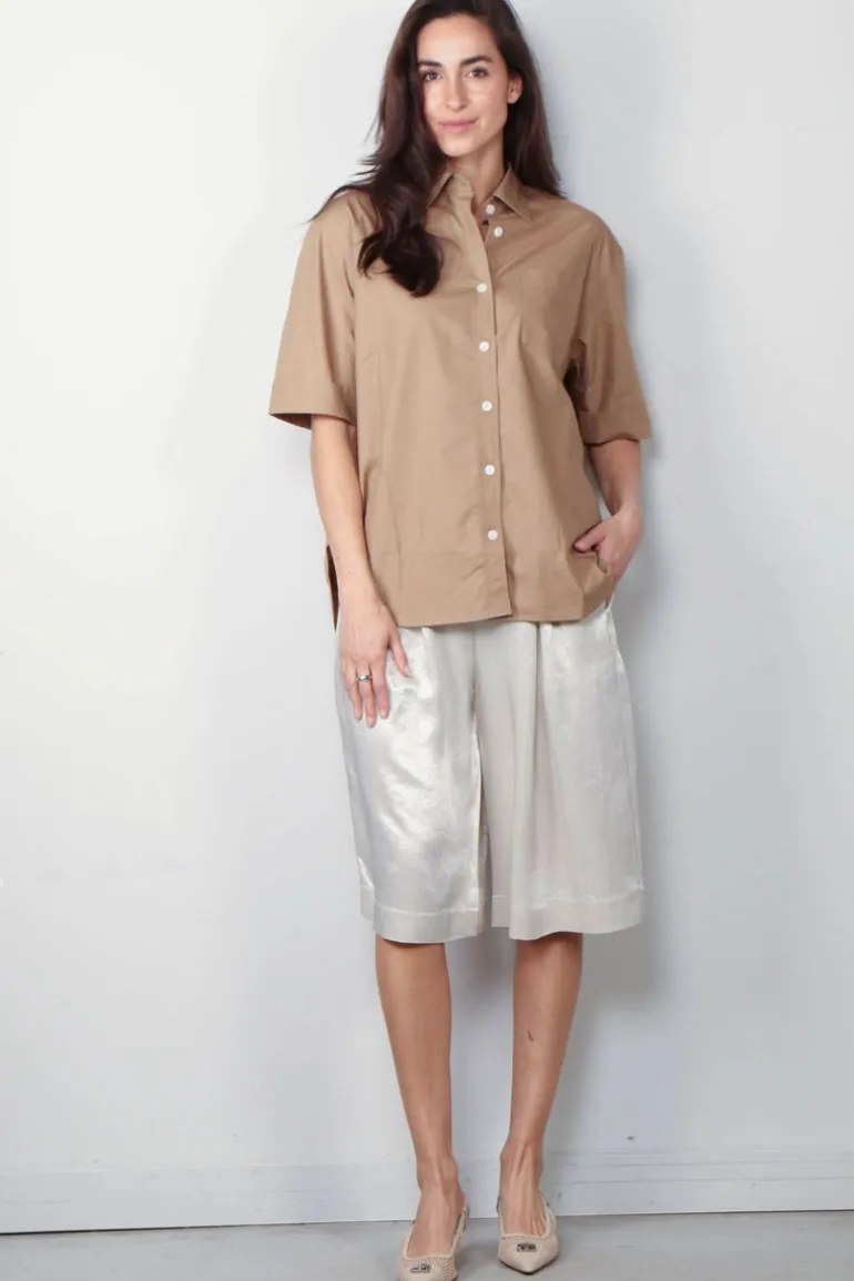 Maria McManus Blouse - Short Sleeve Oversized Shirt - Walnut