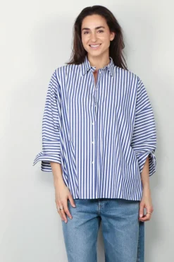 Max Mara Blouse - Hudson - Navy Pinstripes