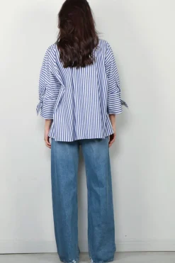 Max Mara Blouse - Hudson - Navy Pinstripes