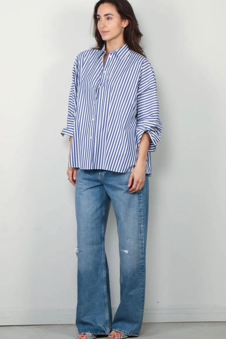 Max Mara Blouse - Hudson - Navy Pinstripes